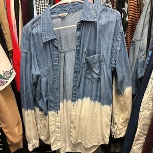 Calvin Klein Denim Blue and Cream Ombre Shirt